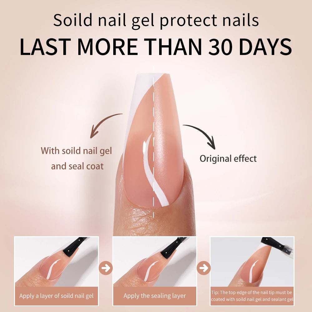 Private Label 120PCS/Bag French Artificial Fingernails Nude White Full Cover Long Square Handmade French Soft Gel Press on Nails