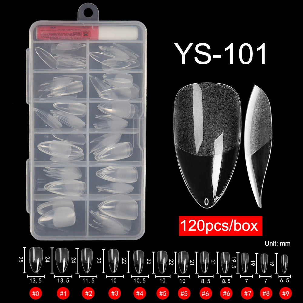 120 Pcs/Box Soft Gel Nails Art Tip Half Matte False Nails Coffin Stiletto Almond Square Full Cover Semi Frosted Nail Tips