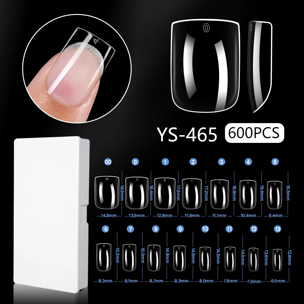 New Soft Gel X 600 Pcs 15sizes Nails No C Curve Full Cover Acrylic Nail Tips  Wholesale Almond Square Coffin Suppliers Nail Tips