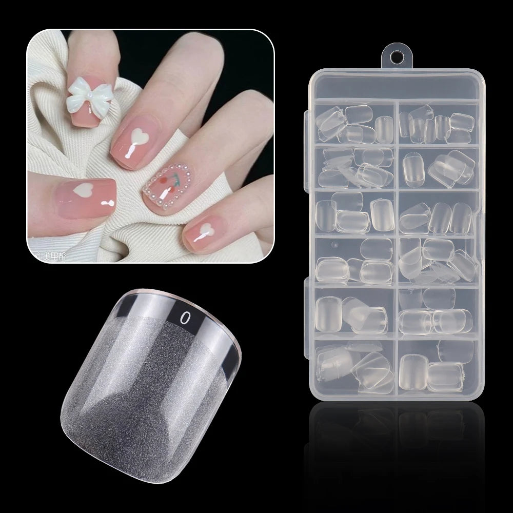 Hot Sale 120pcs/box Nail Art Small Short square Head Painted Artificial Nail Tips