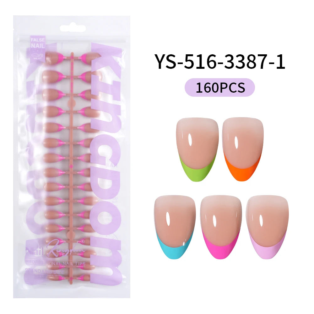 Nail Supplier Custom Wholesale 150PCS Press on French Nails Square Full Cover Wearable Colorful Press on Nails French Tip