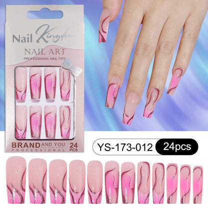 Wholesale Custom 24pcs Reusable Handmade Long Square Luxury French Tip Press on Nails for Nails Supplies Salon with Nail Tools