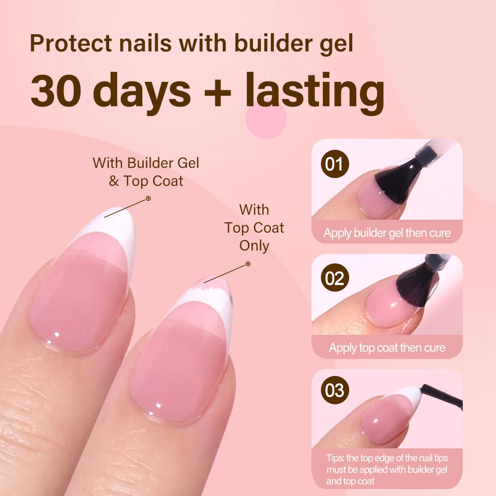 240pcs French Gel X Tips Press on Long Almond False Nails Premade Designed X Coat Tips Full Cover French Tip Press on Nails
