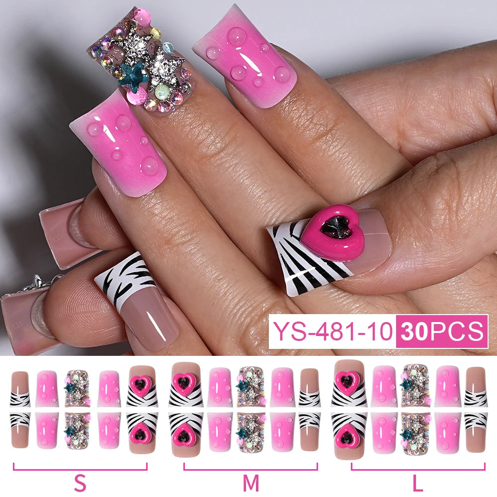 New Nail Supplier 30PCS Duck Feet Shape Nails 3D Luxury Finger Artificial French Design Acrylic Duck Press on Nails