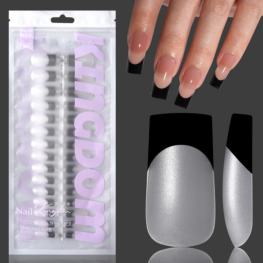 Nail Manufacturer OEM 120pcs French Design Full Matte French Medium Short Ballerina Almond Oval Coffin French Tip Press on Nails