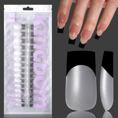 Nail Manufacturer OEM 120pcs French Design Full Matte French Medium Short Ballerina Almond Oval Coffin French Tip Press on Nails
