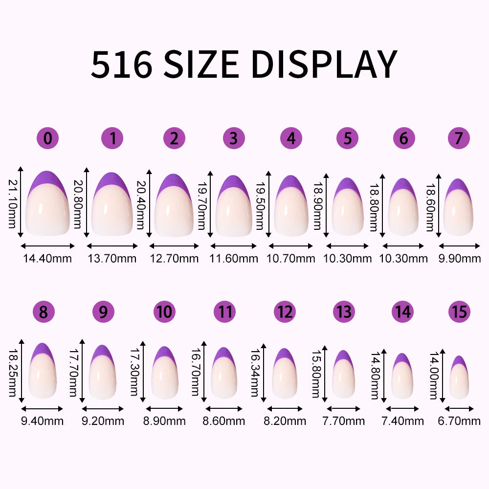 150PCS French Tip Press-On Nail Art Long Square Almond Full Cover Purple Solid Color for Finger Application Nail Supplier