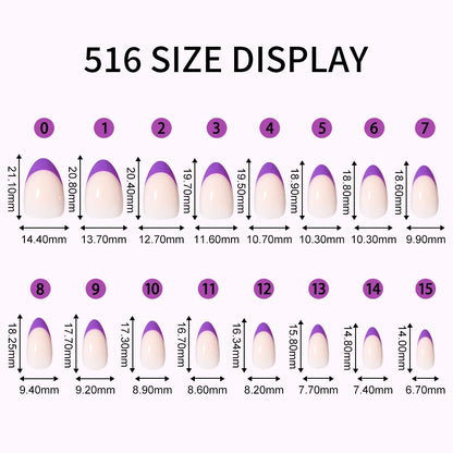 150PCS French Tip Press-On Nail Art Long Square Almond Full Cover Purple Solid Color for Finger Application Nail Supplier