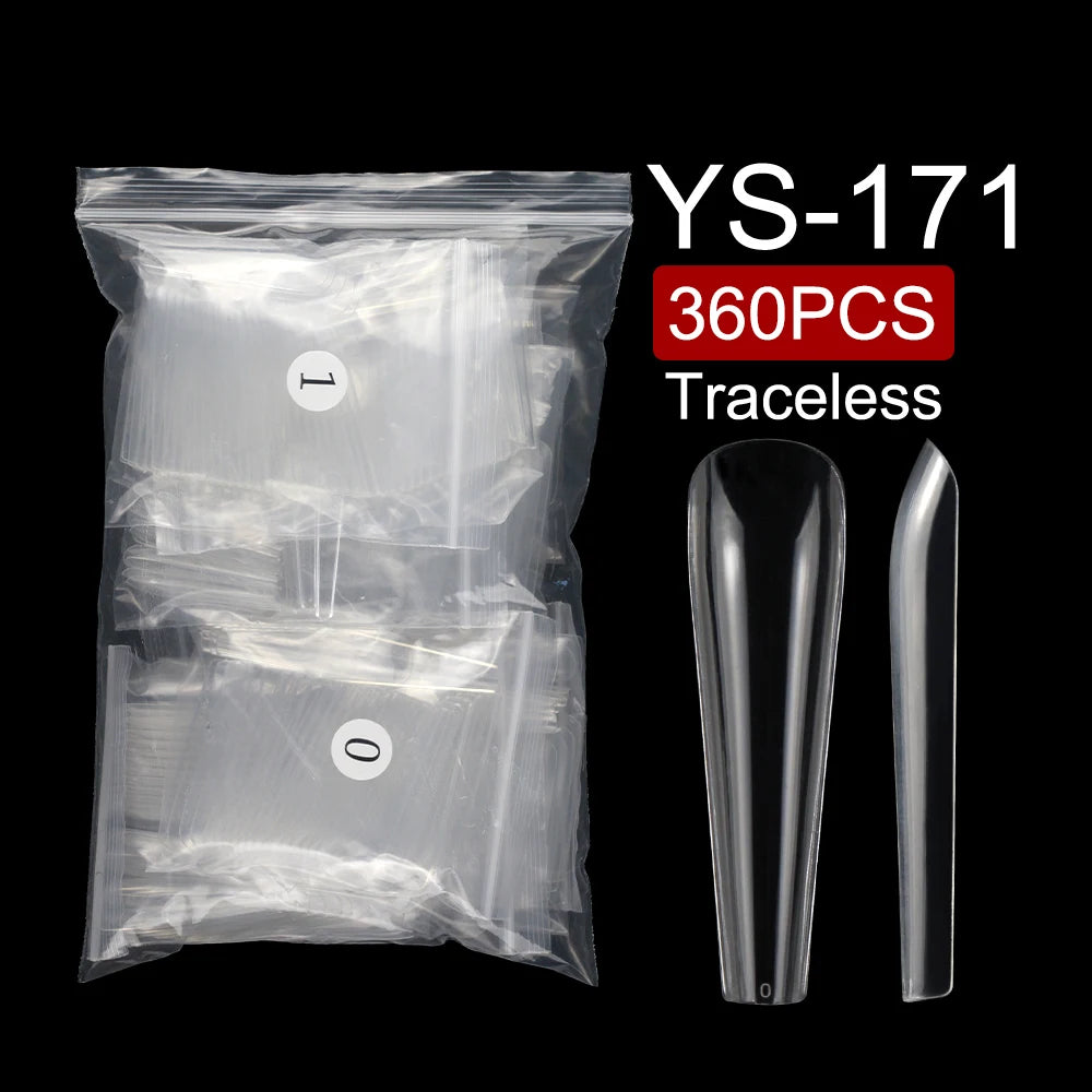 Nail Supplier 360pcs/Bag Plastic French Style Artificial Fingernails Long Coffin and Long Ballet Nail Tips