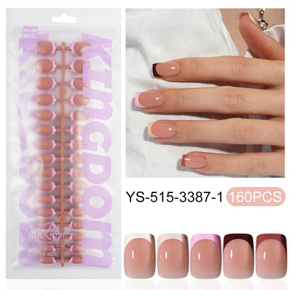 Wholesale Custom 150pcs Full Cover Square Press Acrylic Nails Art False Nails Colorful French Tips Coffin Pattern for Finger