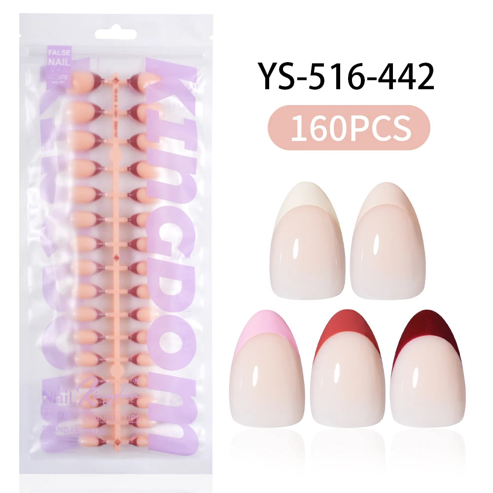 Wholesale Custom 150pcs Full Cover Square Press Acrylic Nails Art False Nails Colorful French Tips Coffin Pattern for Finger