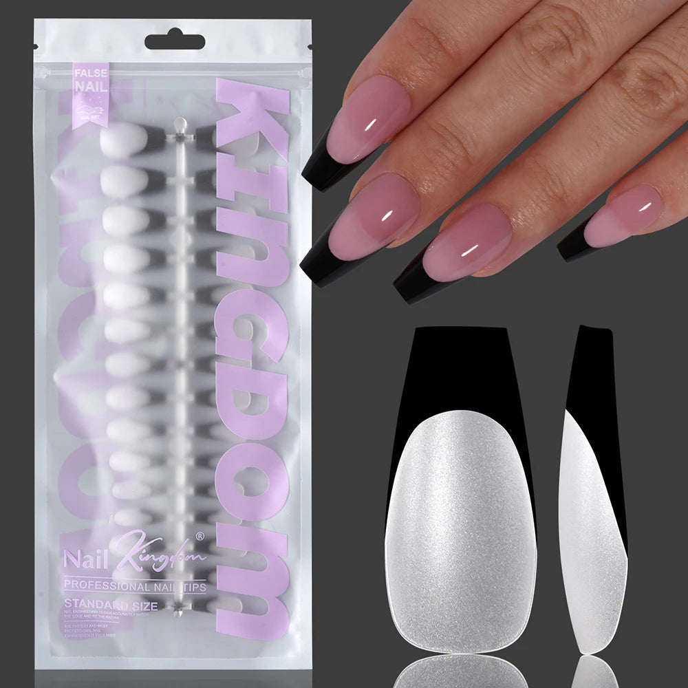 Nail Manufacturer OEM 120pcs French Design Full Matte French Medium Short Ballerina Almond Oval Coffin French Tip Press on Nails
