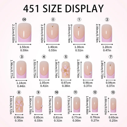 Wholesale Private Label 30pcs Acrylic 3D Luxury False Nails French Flower Design Short Square Press on Nails for Nail Art Salon