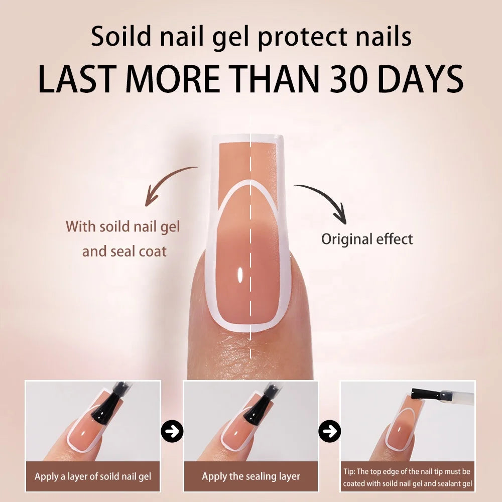 120PCS/Bag French Artificial Fingernails Custom Logo Nude Color Full Cover Long Square False Nails French Press on Nails
