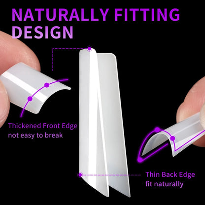 Factory Direct Sales 504pcs Ultra-Short Clear Traceless Half Cover French Soft Nail Tips for Finger Short Square False Nails