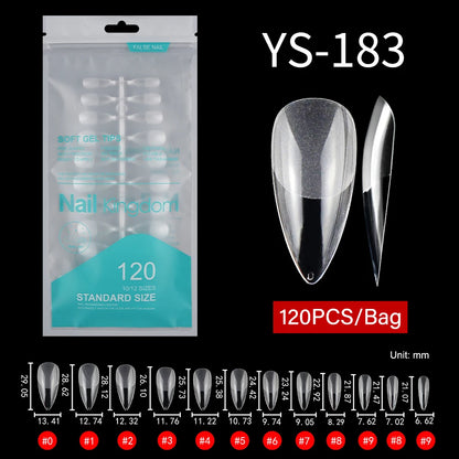 Wholesale 120pcs/bag Full Cover Manicure Clear Nail Tips Traceless Medium Stiletto Half Matte Acrylic Nail Tips for Nail Art