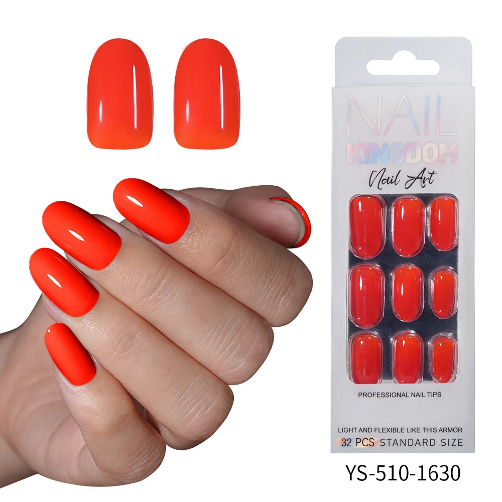 Private Label 30/32pcs Short Round False Nails Art Salon Wholesale Colorful Simple Handmade Solid Color Press on Nails for Women
