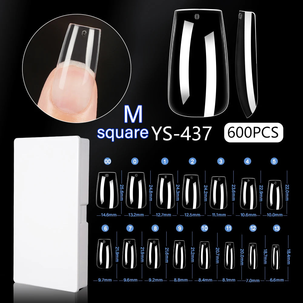 New Soft Gel X 600 Pcs 15sizes Nails No C Curve Full Cover Acrylic Nail Tips  Wholesale Almond Square Coffin Suppliers Nail Tips