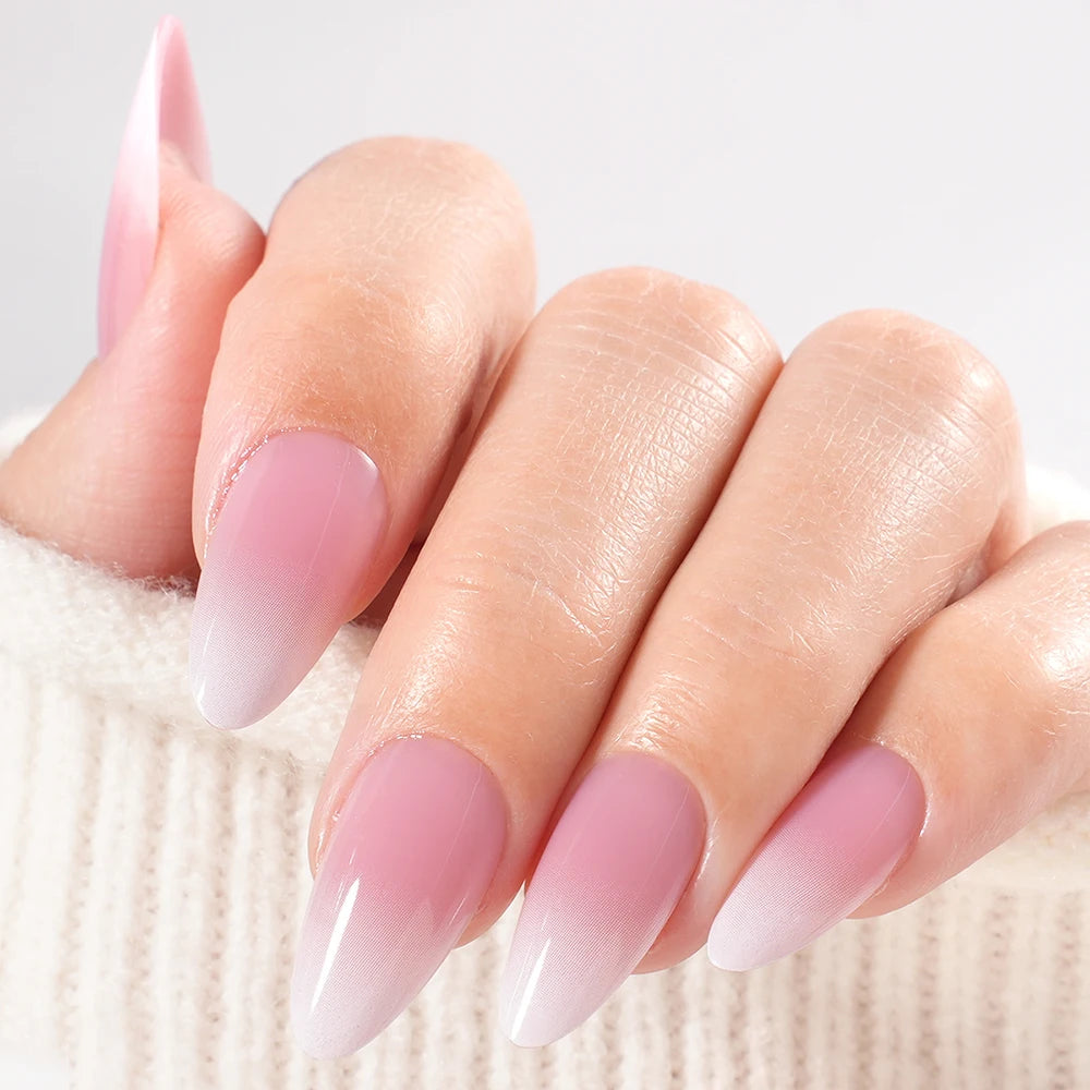 Factory Wholesale OEM ODM 30pcs Nude Gradient Nails Press on Short Medium Square Almond Ombre Pink Press on Nails Art