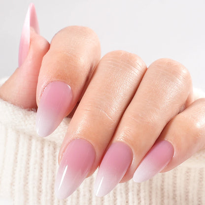 Factory Wholesale OEM ODM 30pcs Nude Gradient Nails Press on Short Medium Square Almond Ombre Pink Press on Nails Art