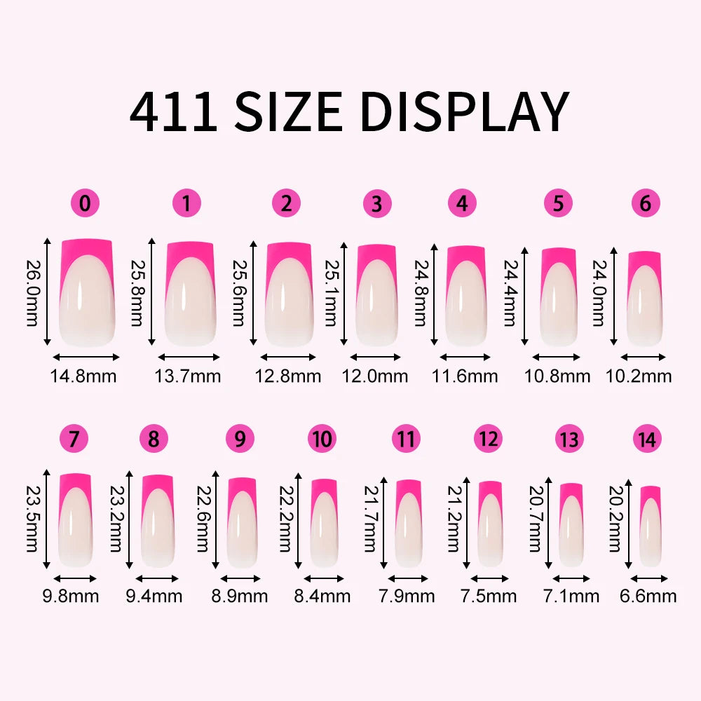 Nail Supplier 150PCS Pink French Tip Wearable Nail Long Short Square Almond Full Cover Pink Solid Color French Press on Nail