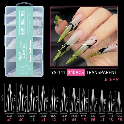 Wholesale Full Half Cover Long Stiletto Square Coffin Nails Tips Soft Gel Nail Extension Tips Nail Tips Non C Curve
