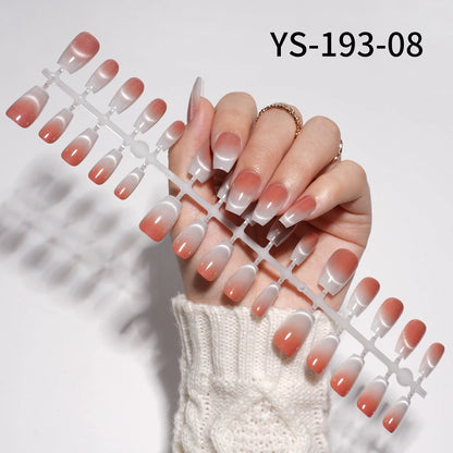 Wholesale New 30Pcs Glitter Luxury Handmade Crescent Cat Eye Nail Tips French Soft Gel Nail Art Kits False Press on Nails Set