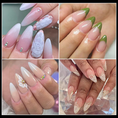 Nail Almond Tips XXL Full Cover Clear Almond ABS 500 Pieces Soft Gel Press on Nails Kit Almond Nail Tips