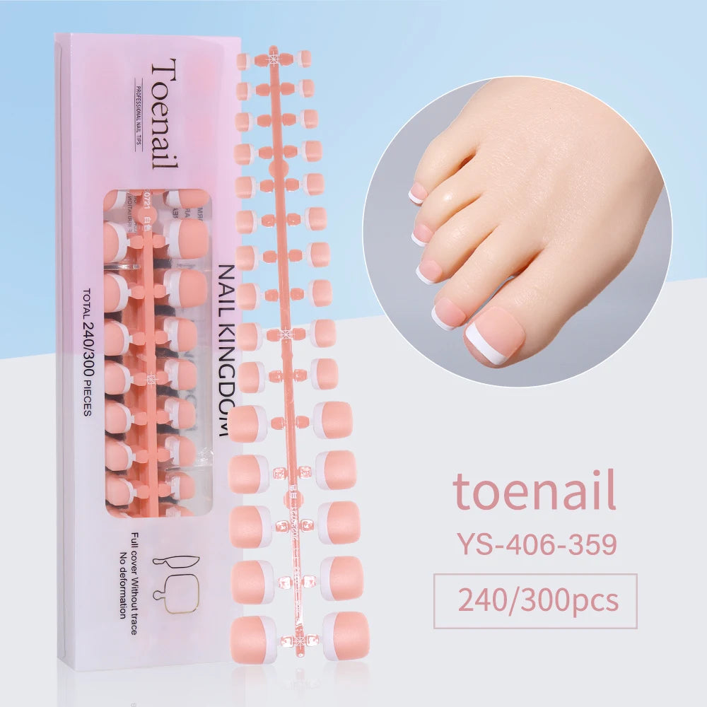 240pcs French Gel X Tips Press on Long Almond False Nails Premade Designed X Coat Tips Full Cover French Tip Press on Nails