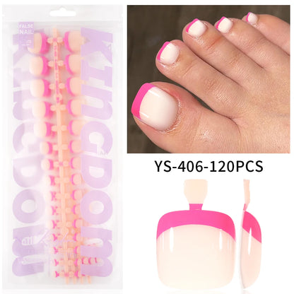 Wholesale 120/150PCS Mixed Color French Square Designs Certain Colorful French Press on Toe Nails Tip for Feet Nail Art Salon