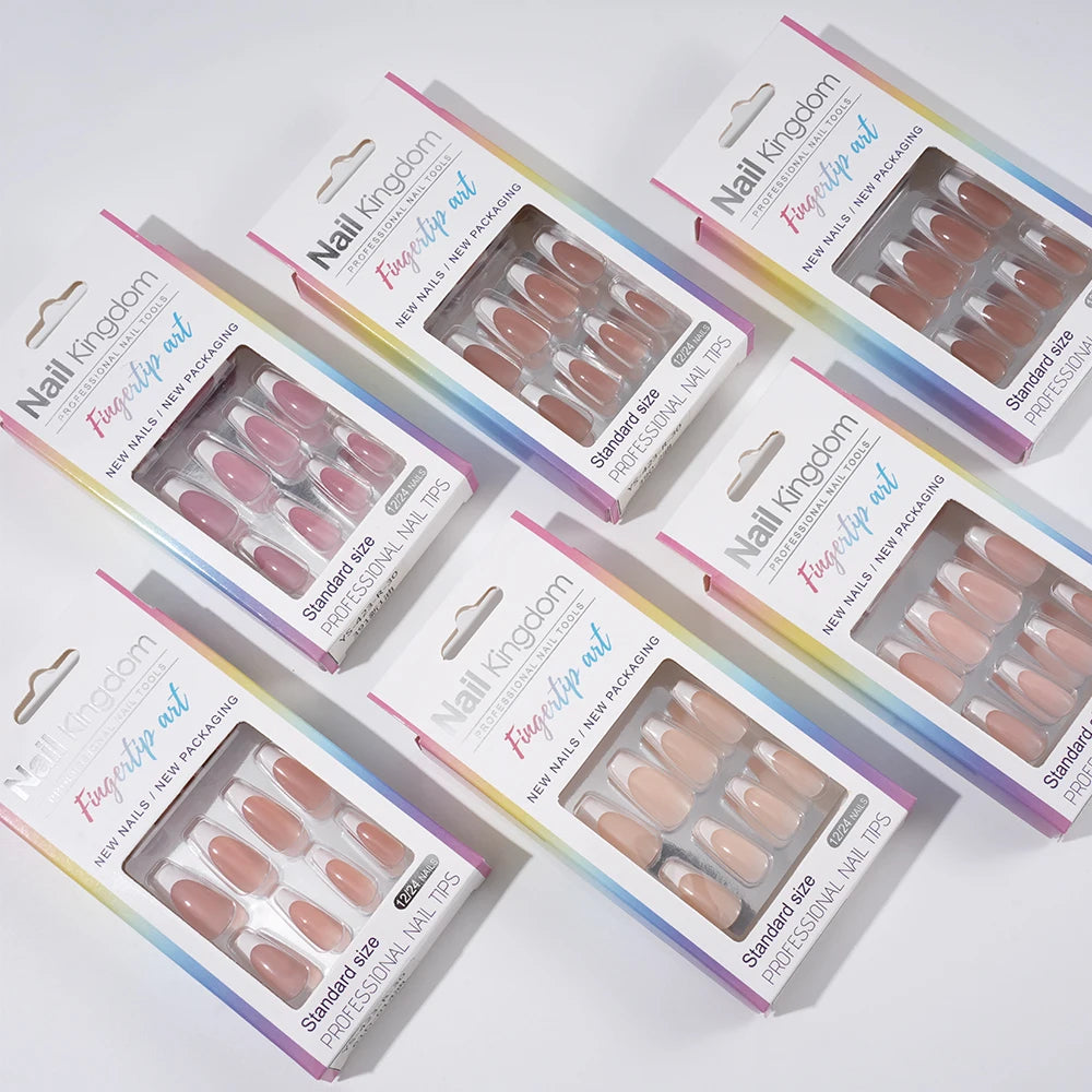 30pcs/box French Gel Nails Press on Nails