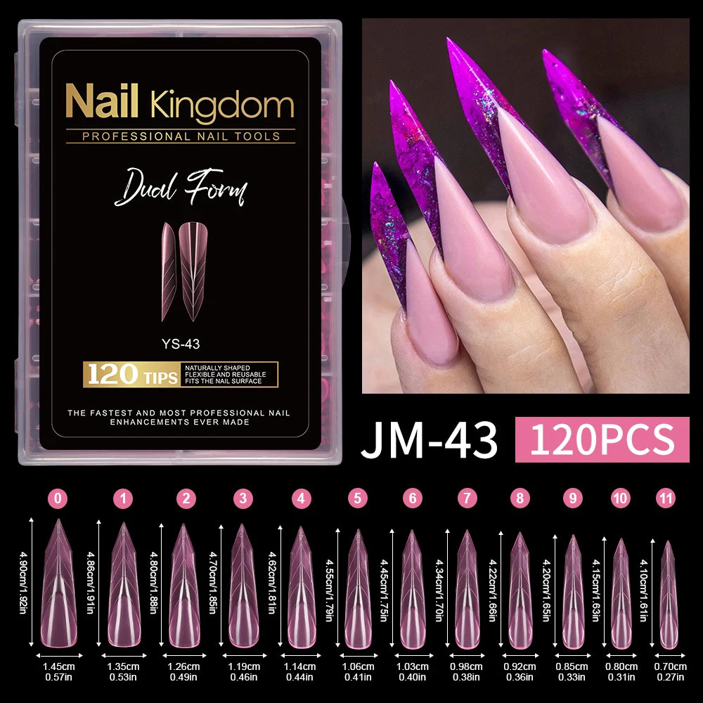 120pcs Wholesale Quick Building Nail Mold Tips Stiletto French Traceless Pink Extension Duckbill Pyramid Dual Nail Forms