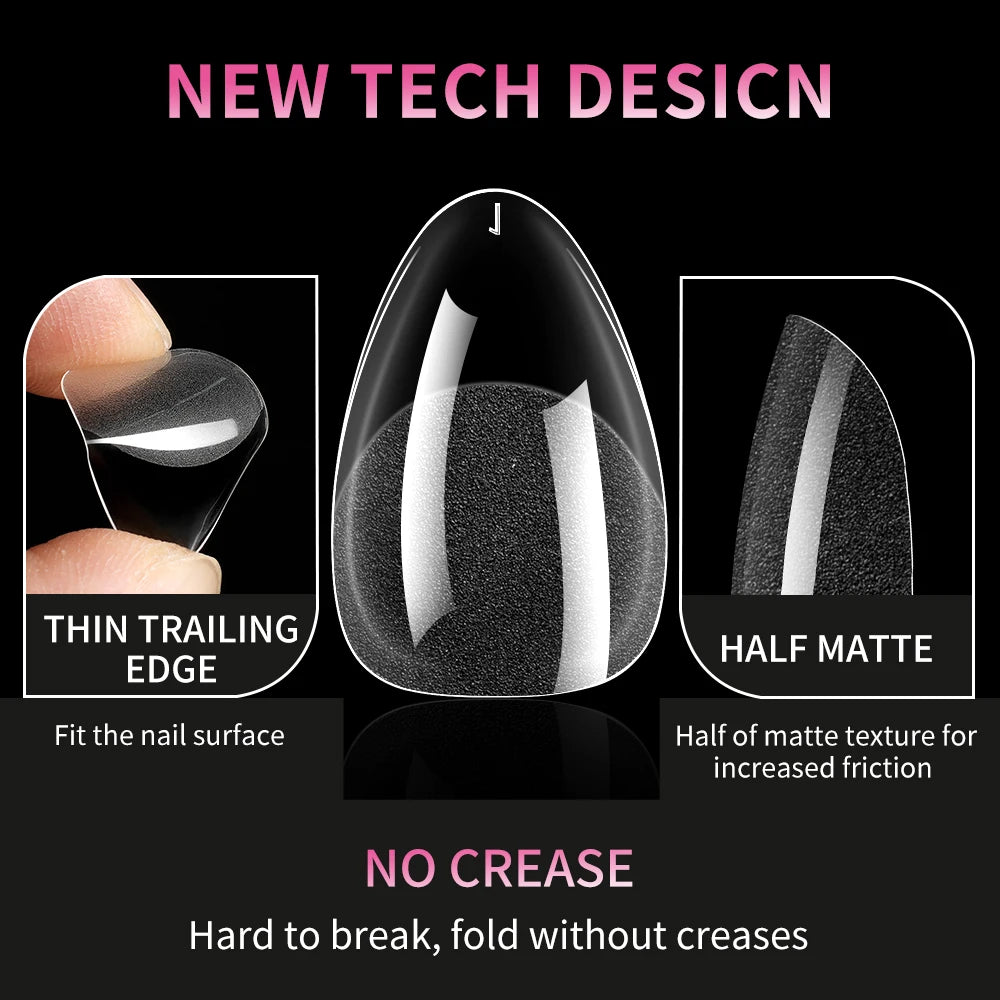 240/120Pcs Traceless False Nails Short Almond Artificial Half Matte Frosted Acrylic Almond Nail Tips for Nails Supplies Salon