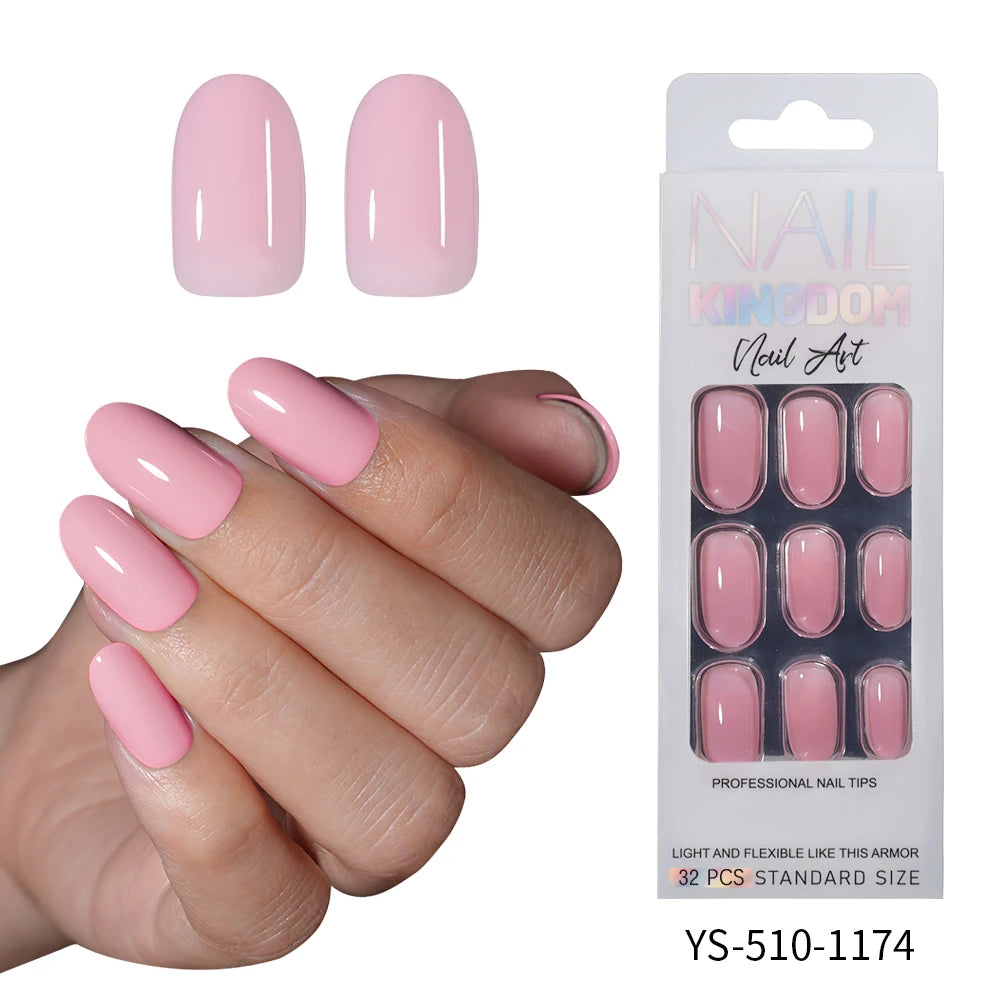 Private Label 30/32pcs Short Round False Nails Art Salon Wholesale Colorful Simple Handmade Solid Color Press on Nails for Women