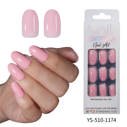 Private Label 30/32pcs Short Round False Nails Art Salon Wholesale Colorful Simple Handmade Solid Color Press on Nails for Women