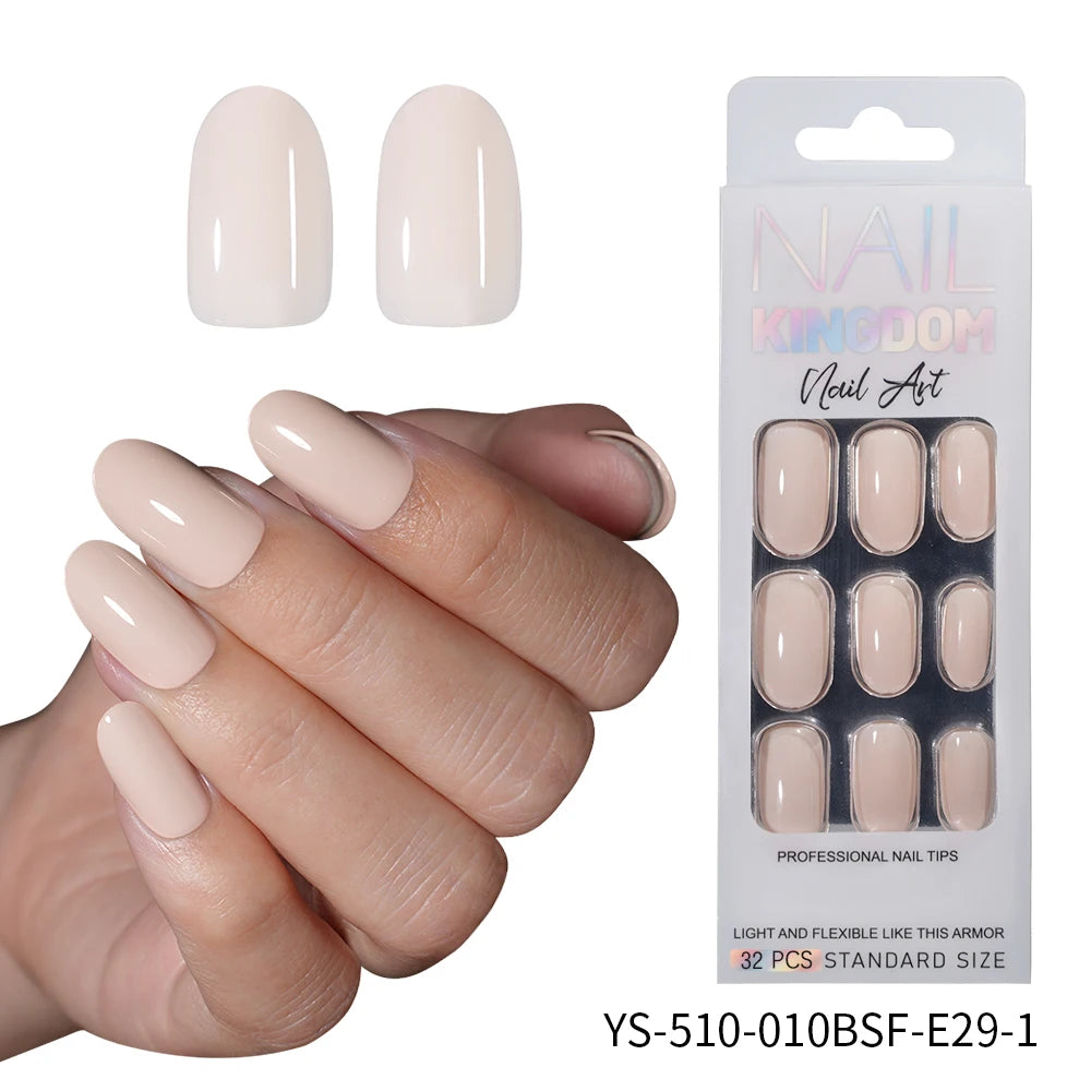 Private Label 30/32pcs Short Round False Nails Art Salon Wholesale Colorful Simple Handmade Solid Color Press on Nails for Women