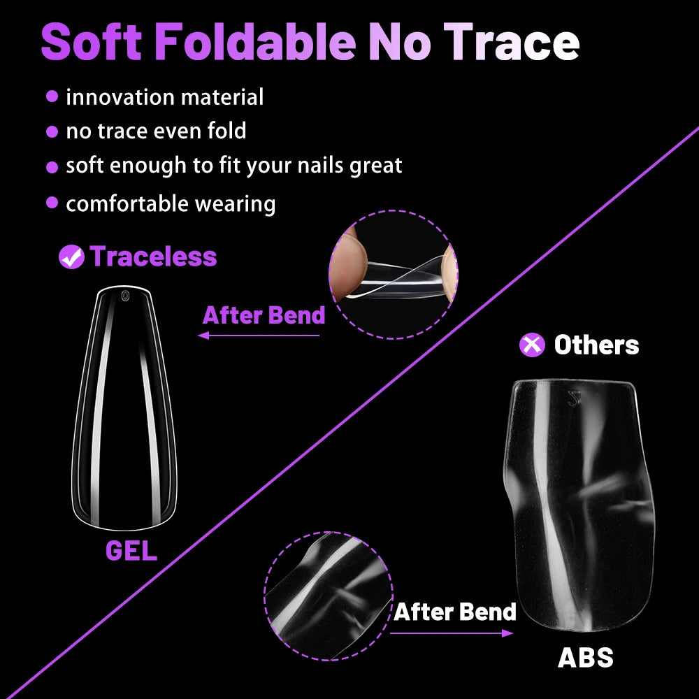 Plastic Full Cover Acrylic Nails Tip Tapered Square Natural Clear Stiletto Artificial Long Ballet French Coffin Nail Tips