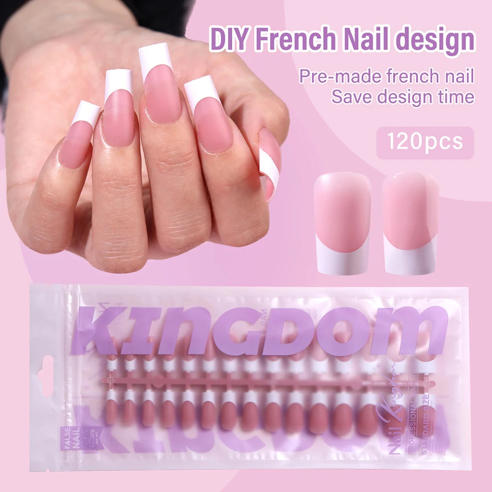 150pcs Wholesale Press on Gel Nails French White Black Tips Private Label Almond Square Coffin French Press on Nails Strip