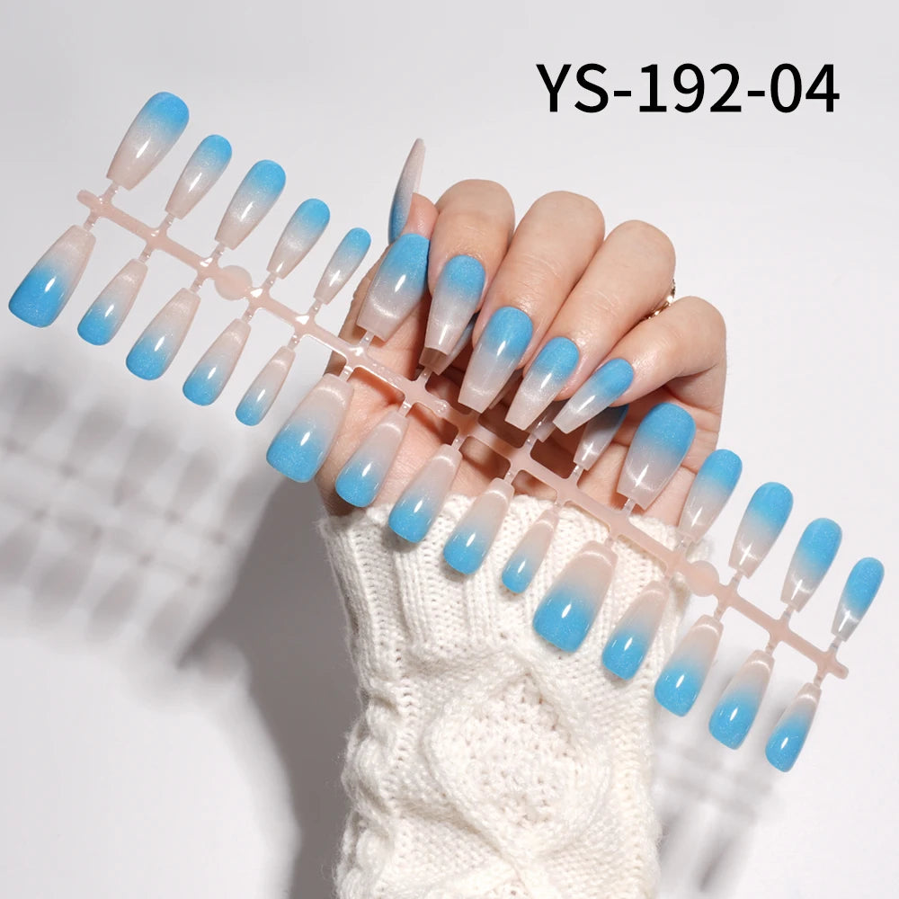 Wholesale New 30Pcs Glitter Luxury Handmade Crescent Cat Eye Nail Tips French Soft Gel Nail Art Kits False Press on Nails Set