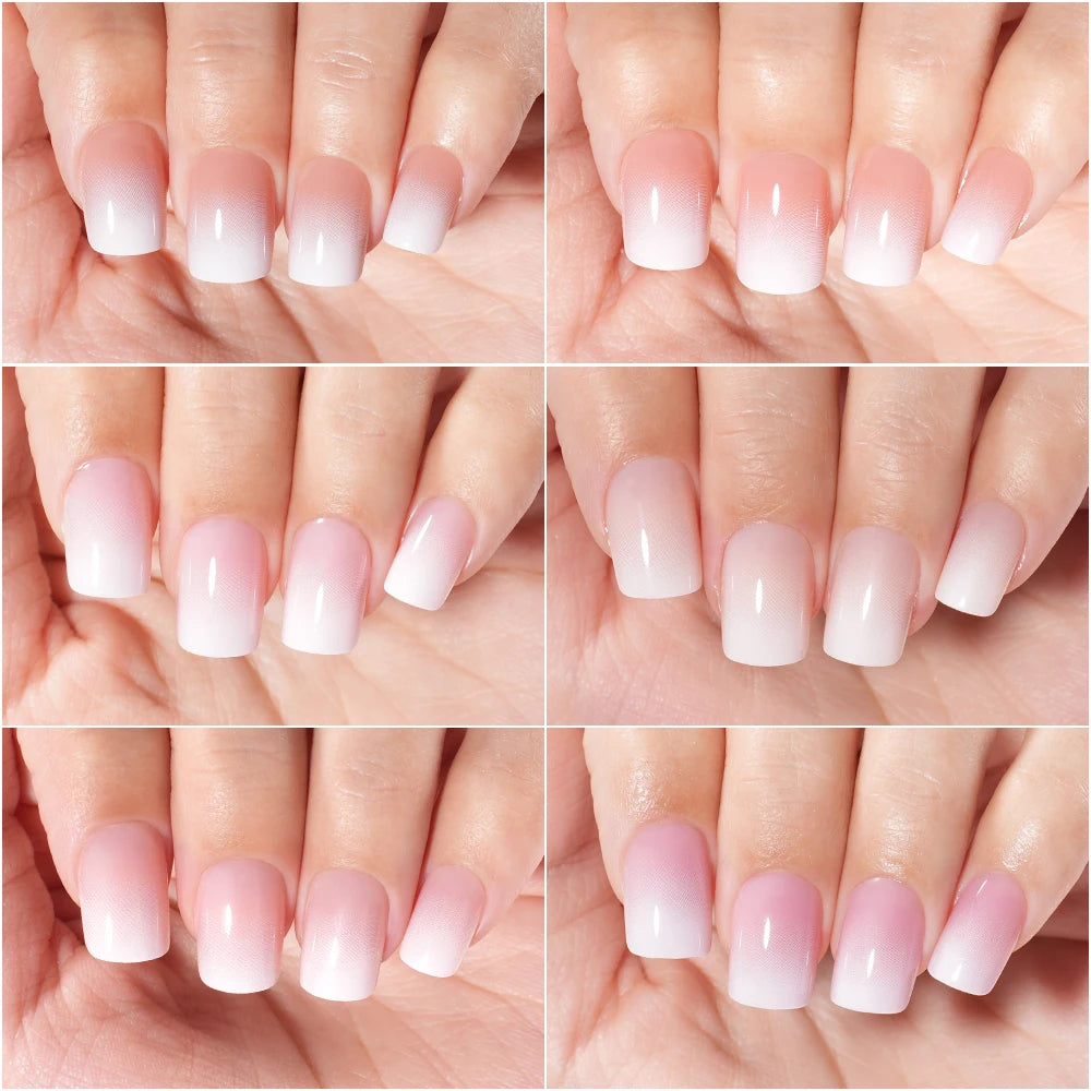 Wholesaler Private Label 150Pcs Nude Pink Gradient Fake Nails Press on Short Square Almond Ombre Press on Nails