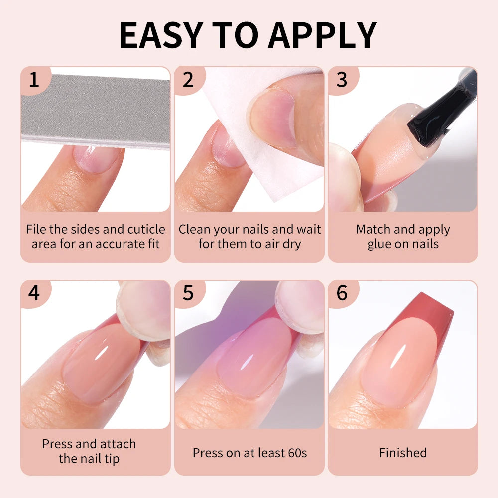Wholesale Custom 150pcs Full Cover Square Press Acrylic Nails Art False Nails Colorful French Tips Coffin Pattern for Finger