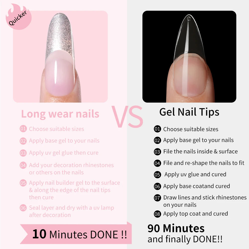 Wholesale 24pcs Custom Nail Art Salon Soft Gel Handmade Press on Nails Kit French Tip Manicure Acrylic Stick on Nails
