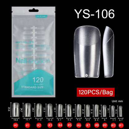 Wholesale 120pcs/bag Full Cover Manicure Clear Nail Tips Traceless Medium Stiletto Half Matte Acrylic Nail Tips for Nail Art