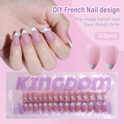 150pcs Wholesale Press on Gel Nails French White Black Tips Private Label Almond Square Coffin French Press on Nails Strip