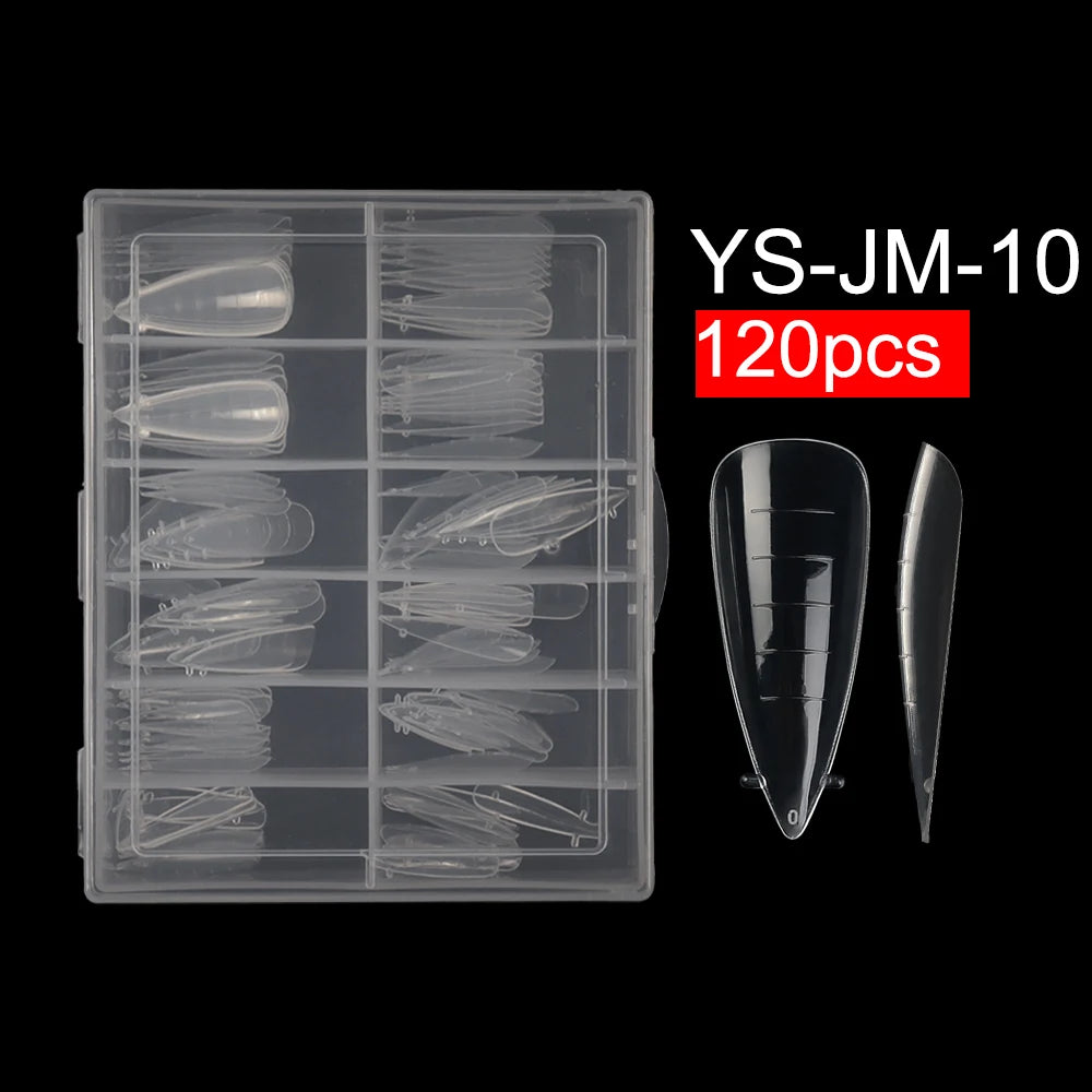 Wholesale 120pcs Russian Almond Dual Forms 26 Styles Quick Building Nail Model Extension Oval Stiletto Coffin Plastic Nail Forms