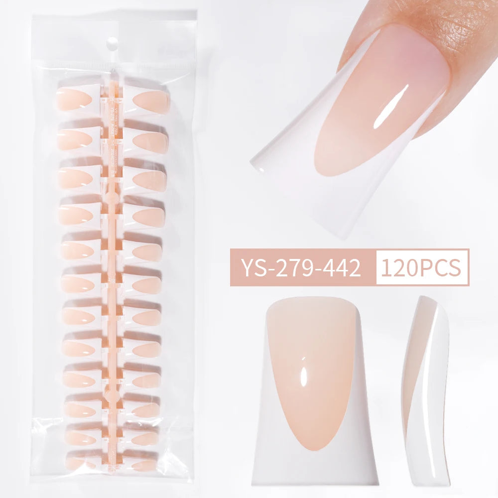 Wholesale OEM 120pcs Duck Nail French Tips White Full Cover Gel Handmade French Duck Nails Press on Nails