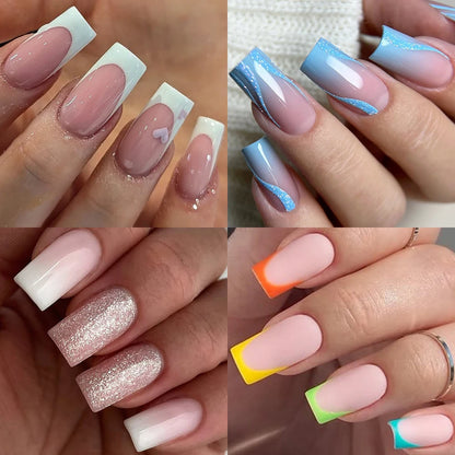 Factory Direct Sales 504pcs Ultra-Short Clear Traceless Half Cover French Soft Nail Tips for Finger Short Square False Nails
