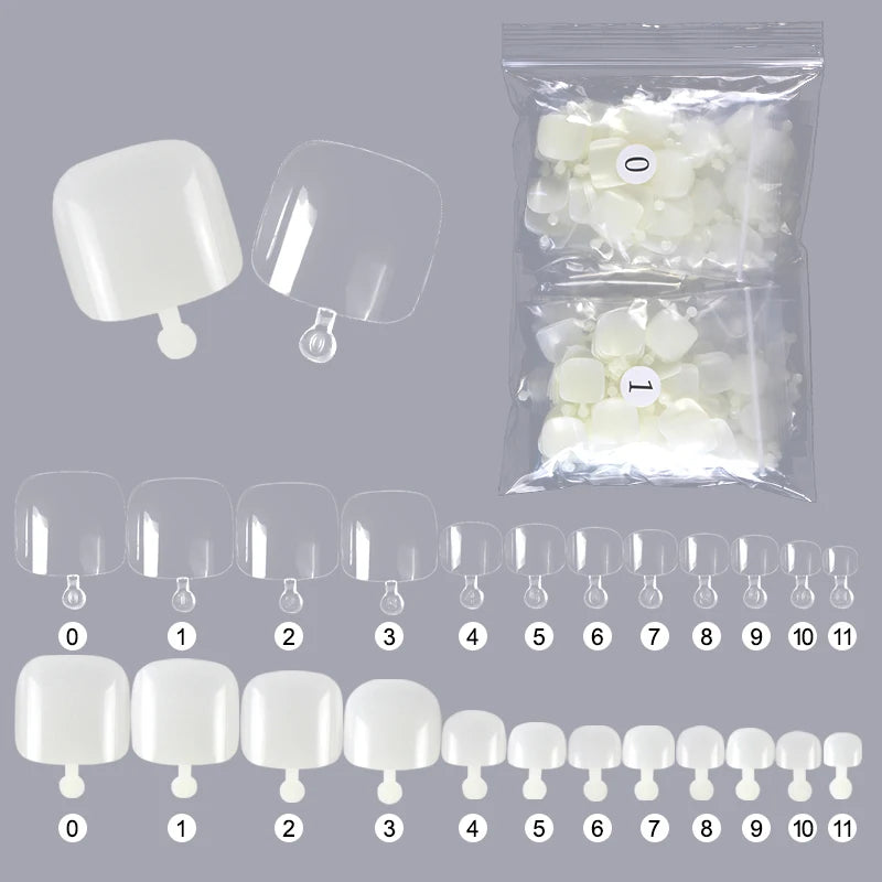 OEM Wholesale Toe Nail Artificia Nail Art Tips Matte Natural Clear Toenail Tips Set for Women Feet Fake Nails Manicure Supplies
