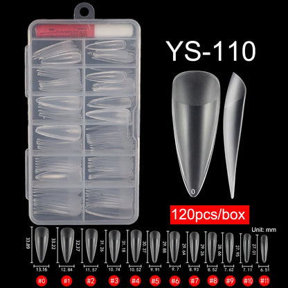 120 Pcs/Box Soft Gel Nails Art Tip Half Matte False Nails Coffin Stiletto Almond Square Full Cover Semi Frosted Nail Tips