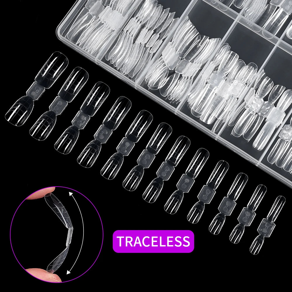 New Wholesale Private Label Quick Building Nail Molds 120Pcs Acrylic Extension Clear French Square Oval Plastic Nail Form